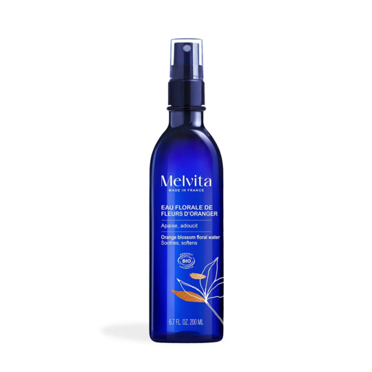 Melvita eau florale de fleurs d'oranger bio spray 200 ml — lotion tonique adoucissante, régénérante et apaisante