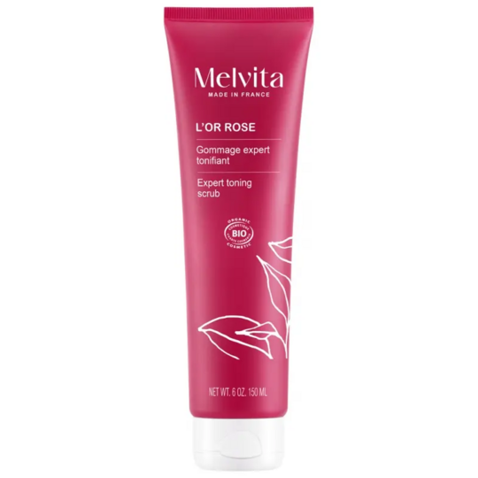 Melvita L'Or Rose gommage expert tonifiant 150 ml — exfoliant corps anti-peau d'orange bio
