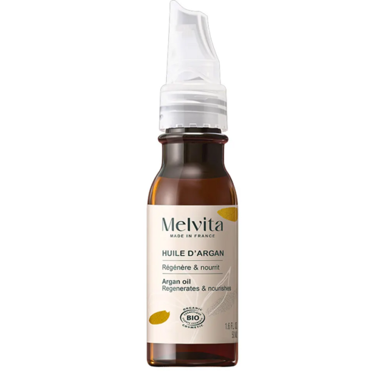 Melvita Huile D'Argan Régénérante Réparatrice Bio 50 ml – Huile nourrissante anti-âge visage, corps et cheveux