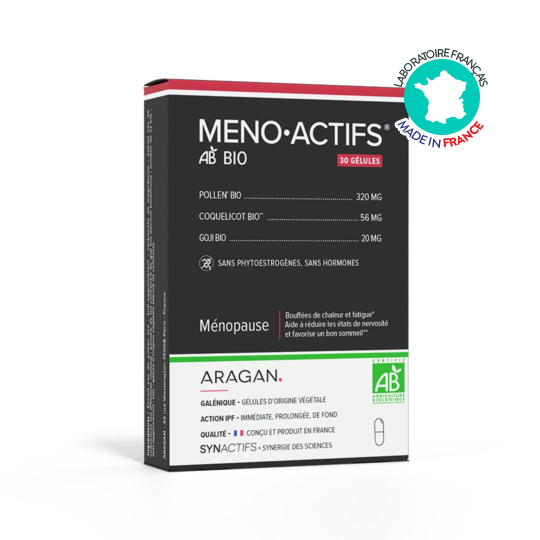 Meno Actifs Bio Aragan – Ménopause, confort féminin et équilibre naturel 30 gélules