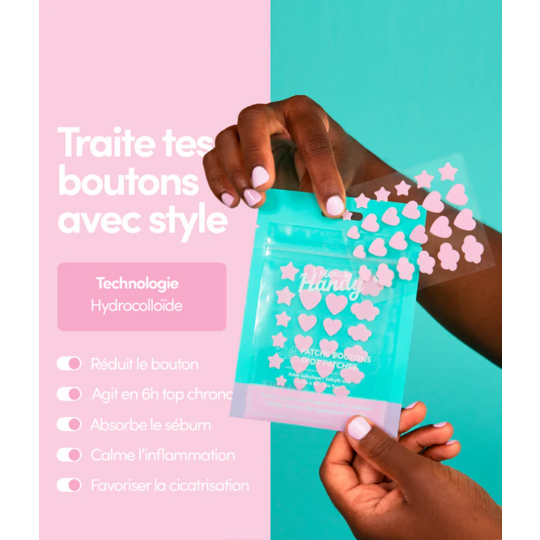 Merci Handy Patch boutons Purifie & Cicatrise 24 patchs étoiles, coeurs et nuages
