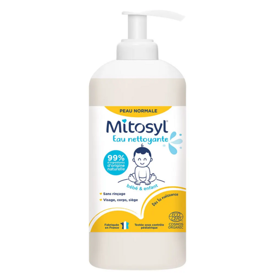 Mitosyl Eau Nettoyante Sans Rinçage Peau Normale 500 ml – Nettoyage doux, fraîcheur & protection dès la naissance