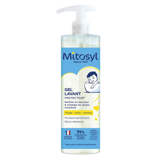 Mitosyl Gel lavant bébé peau normale 490 ml – Visage, corps et cheveux dès la naissance