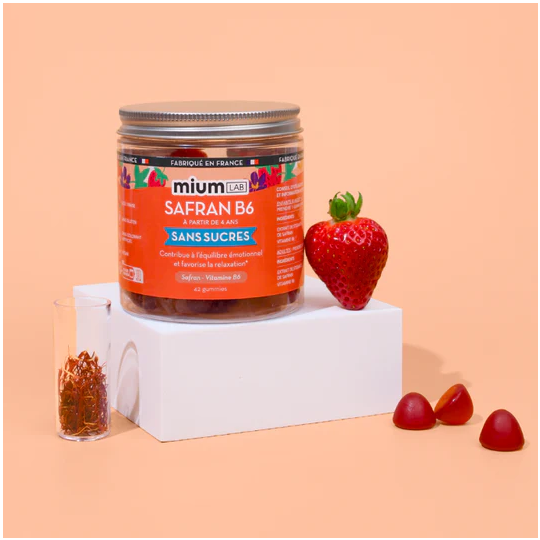 Mium Lab Safran B6 Équilibre Émotionnel Saveur Fraise 42 gummies humeur & sérénité