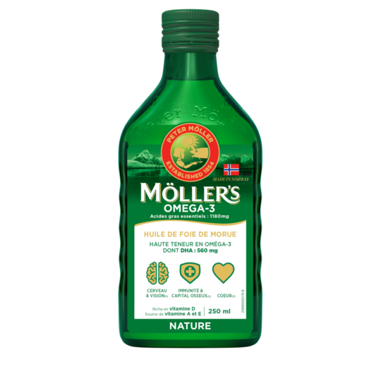 Moller's Omega-3 Huile foie de morue 250ml – arôme naturel