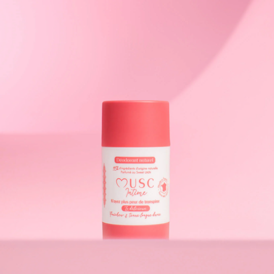Musc Intime Déodorant naturel Sweet Litchi 50 g anti-odeur sans aluminium parfum fruité longue durée