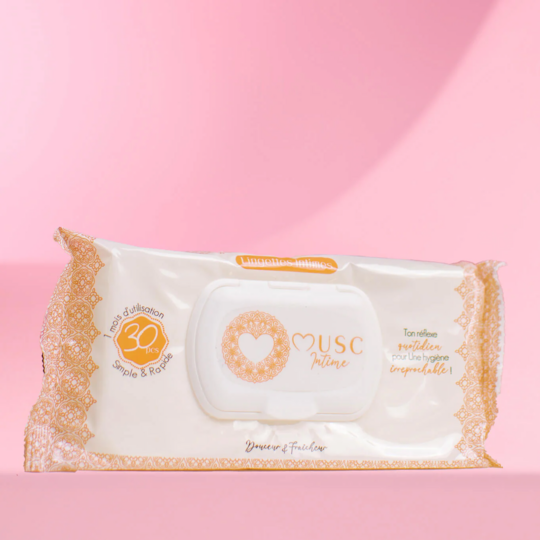 Musc Intime Lingettes intimes Amber Flower x30 hygiène intime parfumée et fraîcheur durable