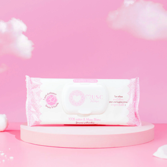 Musc Intime Lingettes intimes Musc Blanc 30 unités hygiène intime et fraîcheur durable