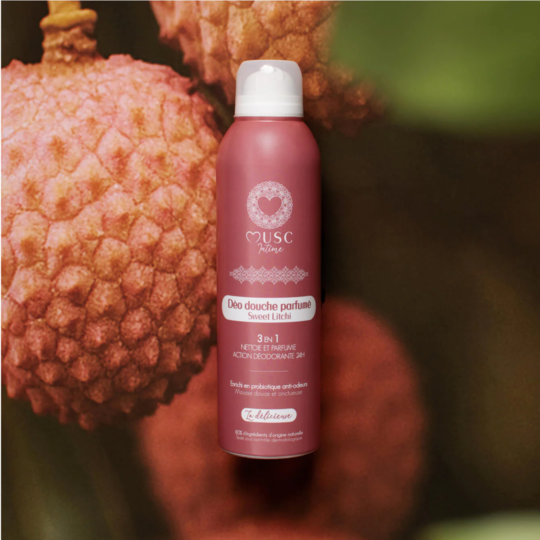 Musc Intime Déo-douche 3-en-1 Sweet Litchi 200 ml gel douche parfumé corps et fraîcheur longue durée