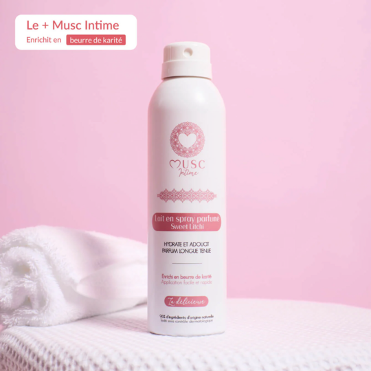 Musc Intime Lait en Spray Sweet Litchi 200 ml – Lait corps hydratant parfumé