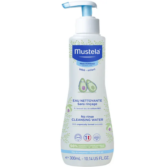 Mustela Eau nettoyante bébé sans rinçage à l'avocat BIO 300 ml