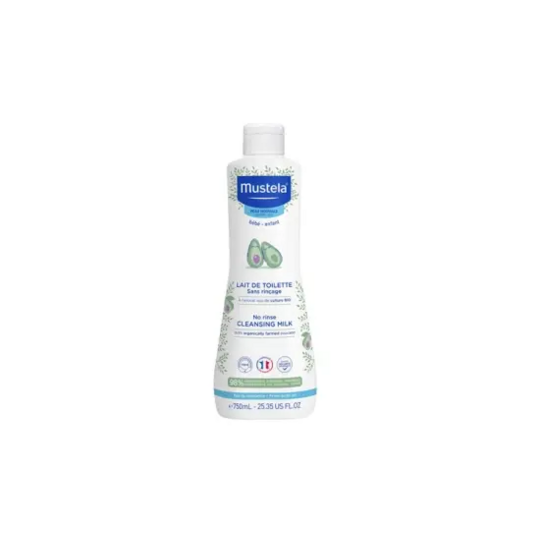 Mustela Bébé lait de toilette sans rinçage 750 ml – nettoyant hydratant visage et siège