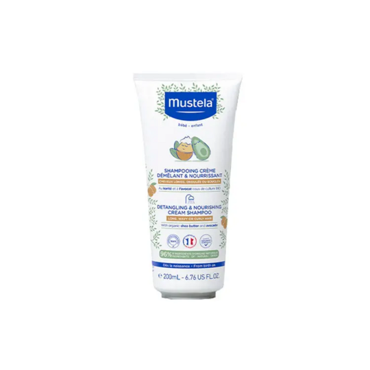 Mustela Shampooing crème démêlant et nourrissant 200 ml – soin cheveux bouclés enfant