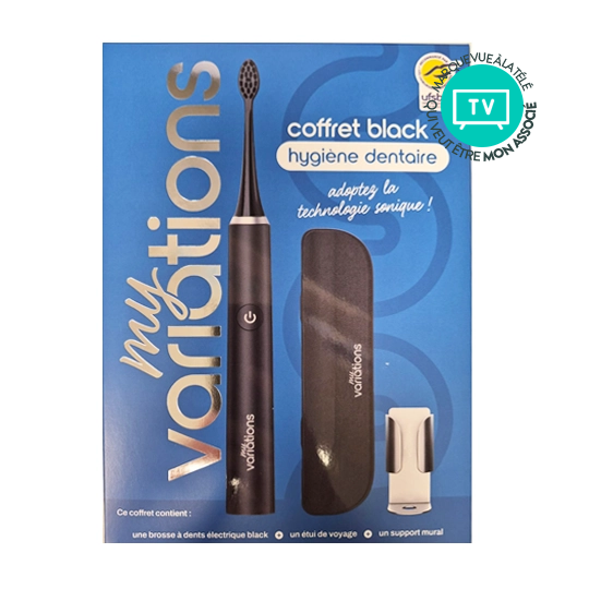 MyVariations Coffret-Cadeau Brosse à Dents Électrique Black + 2 Accessoires – Étui & Support Mural Inclus