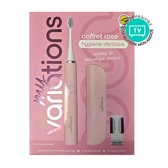 MyVariations Coffret-Cadeau Brosse à Dents Électrique Rose + 2 Accessoires — Hygiène bucco-dentaire
