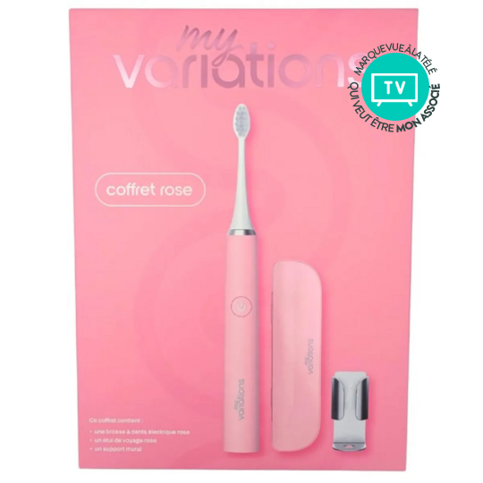 MyVariations Coffret Brosse à Dents Électrique Sonique Rose – étui de voyage et support