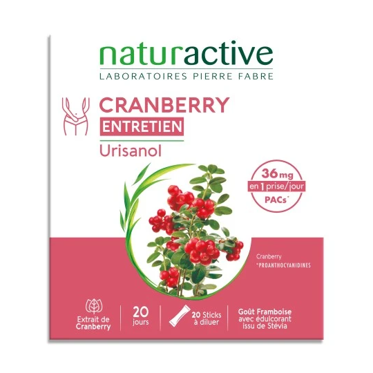 Naturactive Urisanol Entretien cranberry 20 sticks – complément alimentaire confort urinaire