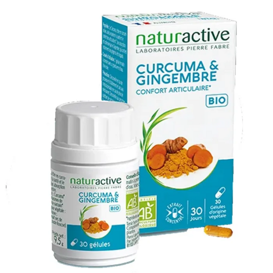 Naturactive Curcuma & gingembre Bio 30 gélules – complément confort articulaire naturel