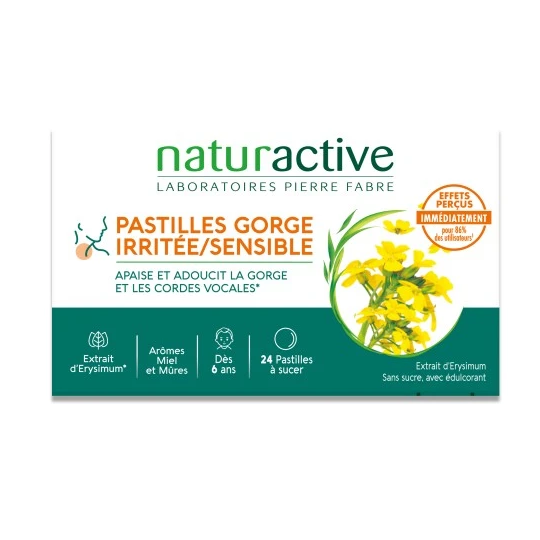 Naturactive Pastilles gorge irritée et sensible x24 – pastilles adoucissantes et apaisantes