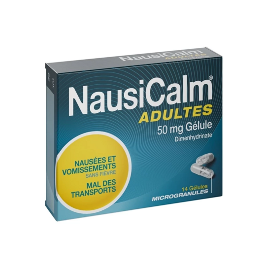 NausiCalm Nausées & Vomissements Adulte – Médicament contre les nausées et vomissements 14 gélules