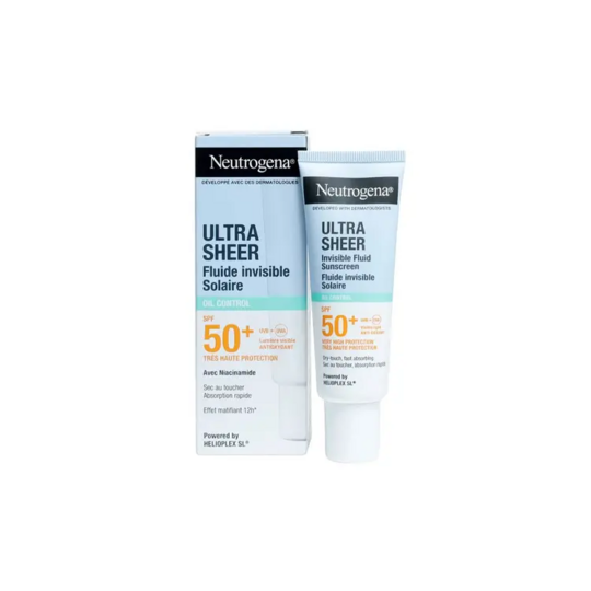 Neutrogena Ultra Sheer fluide solaire invisible Oil Control SPF50 50 ml – fluide solaire matifiant peaux mixtes à grasses