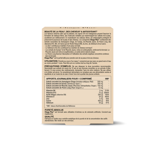 New Nordic Chaga Plus Beauté de la peau des cheveux et antioxydant 30 comprimés