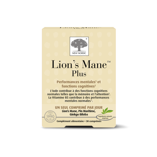 New Nordic Lion's Mane Plus Performances mentales et fonctionnement cognitif 30 comprimés