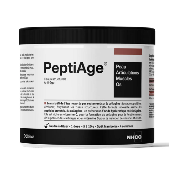 NHCO Nutrition PeptiAge Peau Articulations Muscles Os 231 g – Collagène, peptides brevetés et vitamines pour les tissus structurels