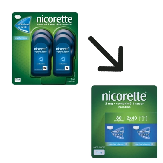 Nicorette 2mg Menthe intense 80 comprimés à sucer