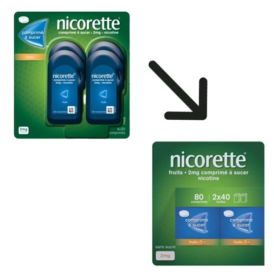 Nicorette Fruits 2 mg 80 Comprimés à Sucer