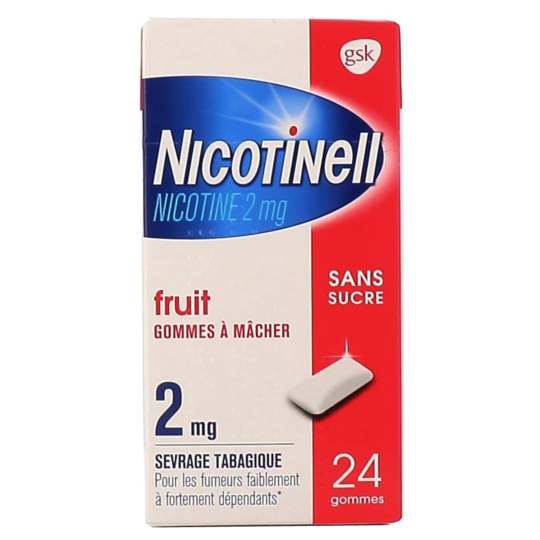NICOTINELL 2 mg Fruit - Sans sucre - 24 gommes