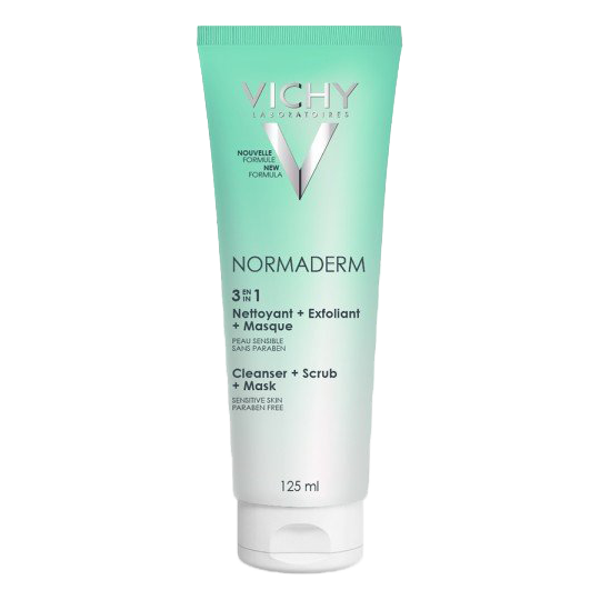NORMADERM - 3 EN 1 - Exfoliant Visage Nettoyant Masque Soin Peaux Mixtes à Grasses - 125 ml