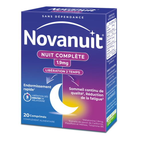 Novanuit Nuit Complète mélatonine sommeil continu et endormissement rapide 40 comprimés