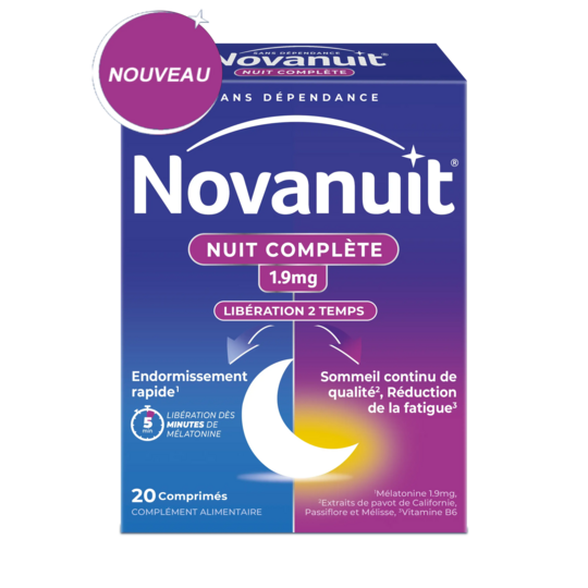 Novanuit Nuit Complète mélatonine sommeil continu et endormissement rapide 40 comprimés