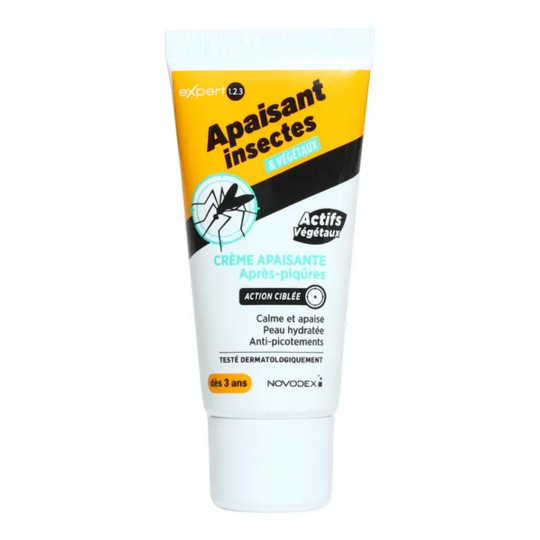 Novodex Expert 123 crème apaisante après-piqûres 30 ml — soin anti-démangeaisons insectes et végétaux