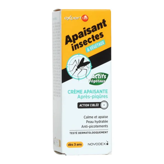 Novodex Expert 123 crème apaisante après-piqûres 30 ml — soin anti-démangeaisons insectes et végétaux