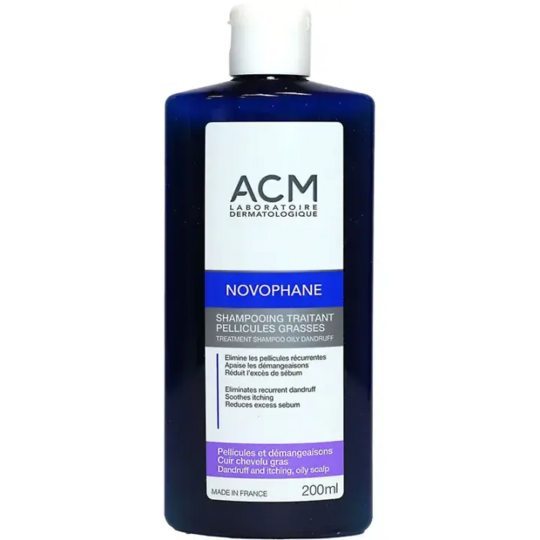 ACM Novophane shampooing traitant pellicules grasses 200 ml — soin antipelliculaire cuir chevelu gras