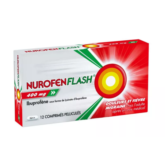 Nurofen Flash 400 mg 12 comprimés – Médicament contre douleurs et fièvre
