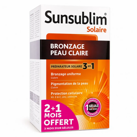 Nutreov Sunsublim bronzage peau claire 3x28 capsules — préparateur solaire et protection antioxydante