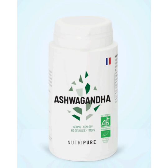 Nutripure ashwagandha KSM-66 bio 60 gélules — complément stress sommeil performance