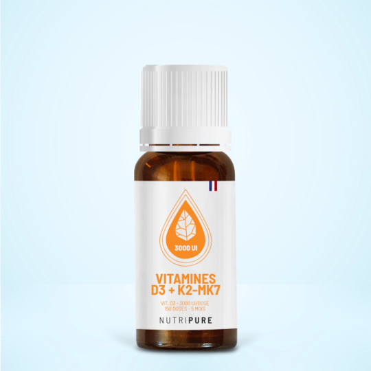 Nutripure Vitamine D3 K2-MK7 3000 UI 20 ml — complément immunité santé osseuse