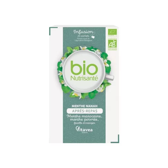 Nutrisanté Vitavea Santé infusion BIO après-repas menthe nanah 20 sachets – Digestion et bien-être