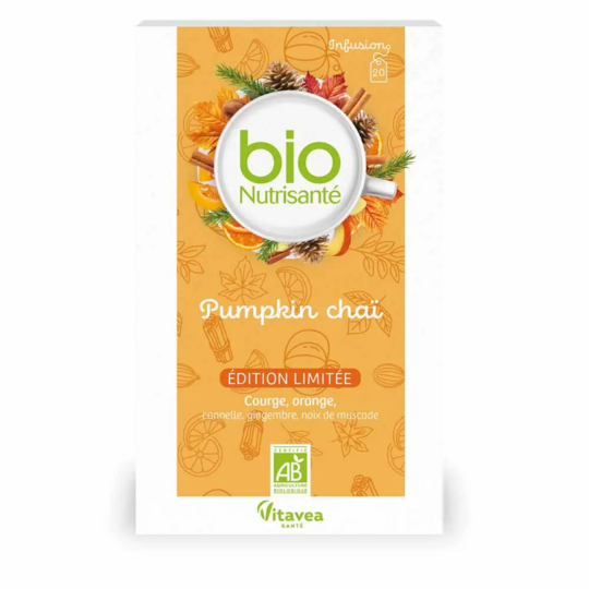 Vitavea Santé BioNutrisanté infusion pumpkin chaï bio amande & orange 20 sachets – Pause automnale