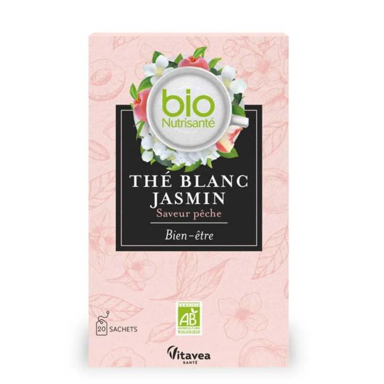 Bio Nutrisanté Thé Blanc Jasmin Saveur Pêche 20 sachets