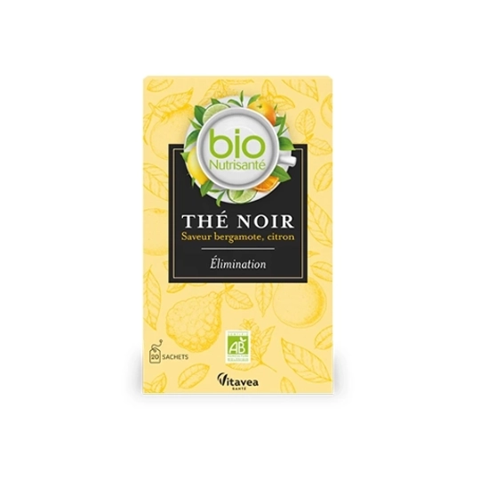 Nutrisanté thé noir élimination saveur bergamote citron BIO 20 sachets – Drainage naturel