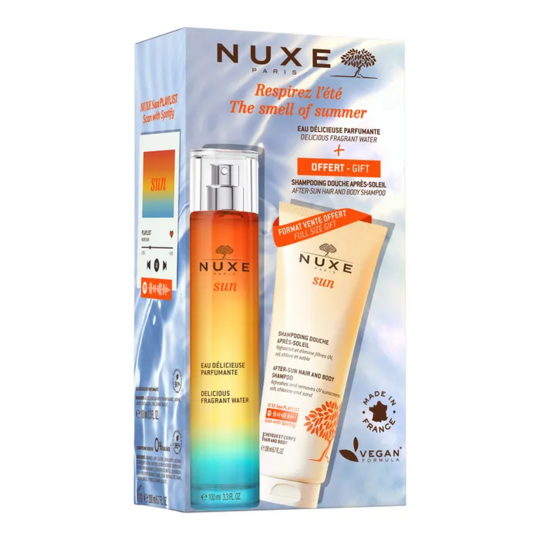 Nuxe Sun Coffret Eau Délicieuse Parfumante + Shampooing Douche Après-Soleil – Routine parfumée et soin après-soleil