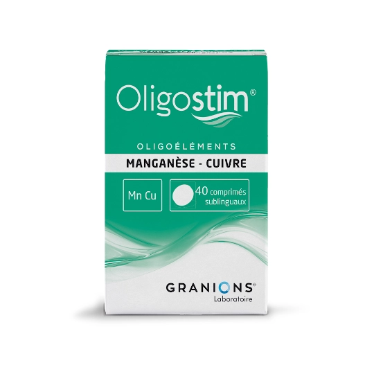 Oligostim Manganèse Cuivre 40 comprimés – Médicament oligoélémentaire pour l’immunité et la fatigue