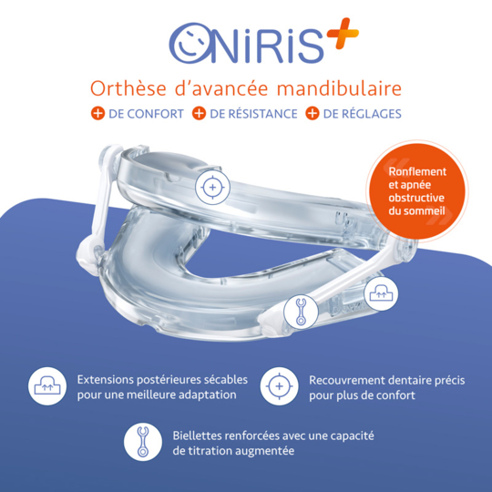 Oniris Plus Orthèse mandibulaire anti-ronflement gouttière avancée mandibulaire