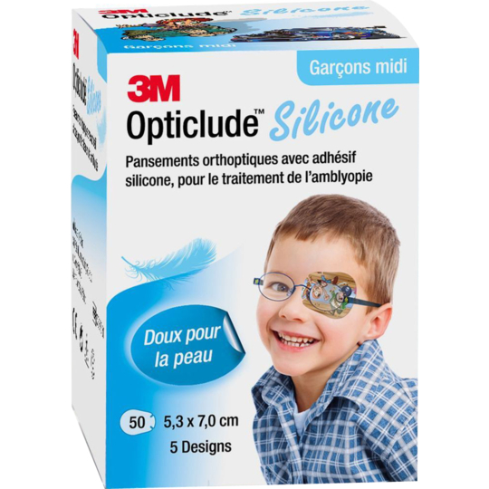 OPTICLUDE Silicone  - Pansements Orthoptiques Boy Midi - 50 unités