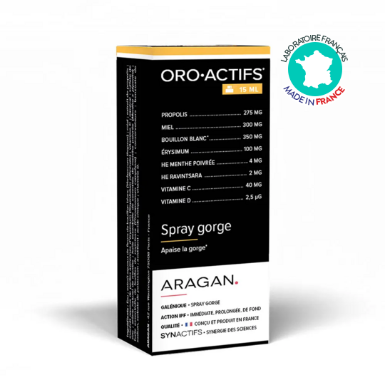 OroActifs Spray Gorge Aragan 15 ml – Gorge irritée, confort et protection locale